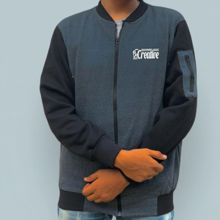 New Winter Collection Charcoal Grey ?Be Creative? Printed Zipper Jacket for Men & Boys ? French Fleece, Premium Quality, Stylish & Comfortable Winter Wear