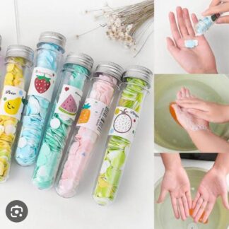 200 PCS Disposable Paper Soap with Portable Tube Bottle ? Multi-Color Travel Soap Sheets for Hand Washing, Camping, and Outdoor Use
