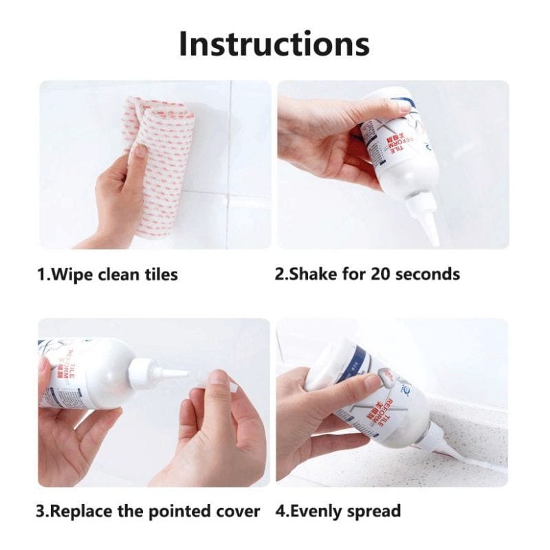 Tile Reform Grout Restorer & Sealer ? 280ml Large Bottle for Quick Tile Gap Repair