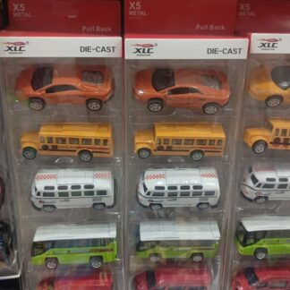 5-Piece Die Cast Metal Car and Bus Set ? 1:64 Scale City Vehicle Collection for Kids ? Pull Back & Release ? Durable Metal & Plastic Construction ? Educational Toy for Ages 3+