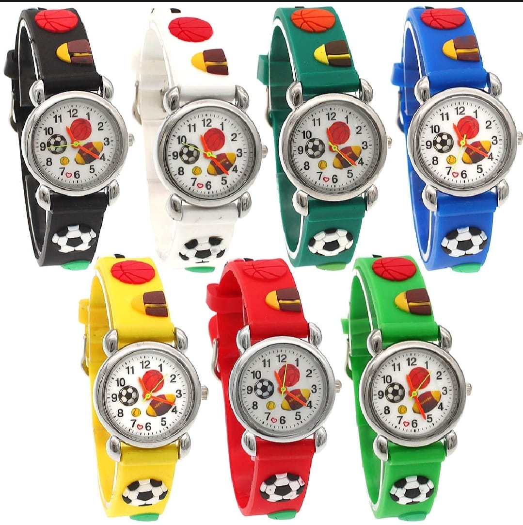 High Quality Cute Football Cartoon Children Watch Girls Rubber Kids Watches Boys Silicone Quartz Wristwatches (Random-Colour) - Image 4