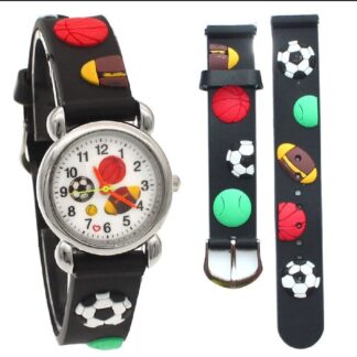 High Quality Cute Football Cartoon Children Watch Girls Rubber Kids Watches Boys Silicone Quartz Wristwatches (Random-Colour)