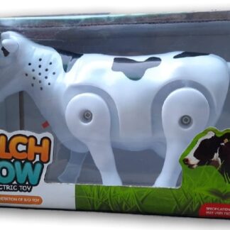 Funny Walking Musical Milch Cow Toy for Kids ? Black & White Electric Animal with Lights, Sound & Moving Tail