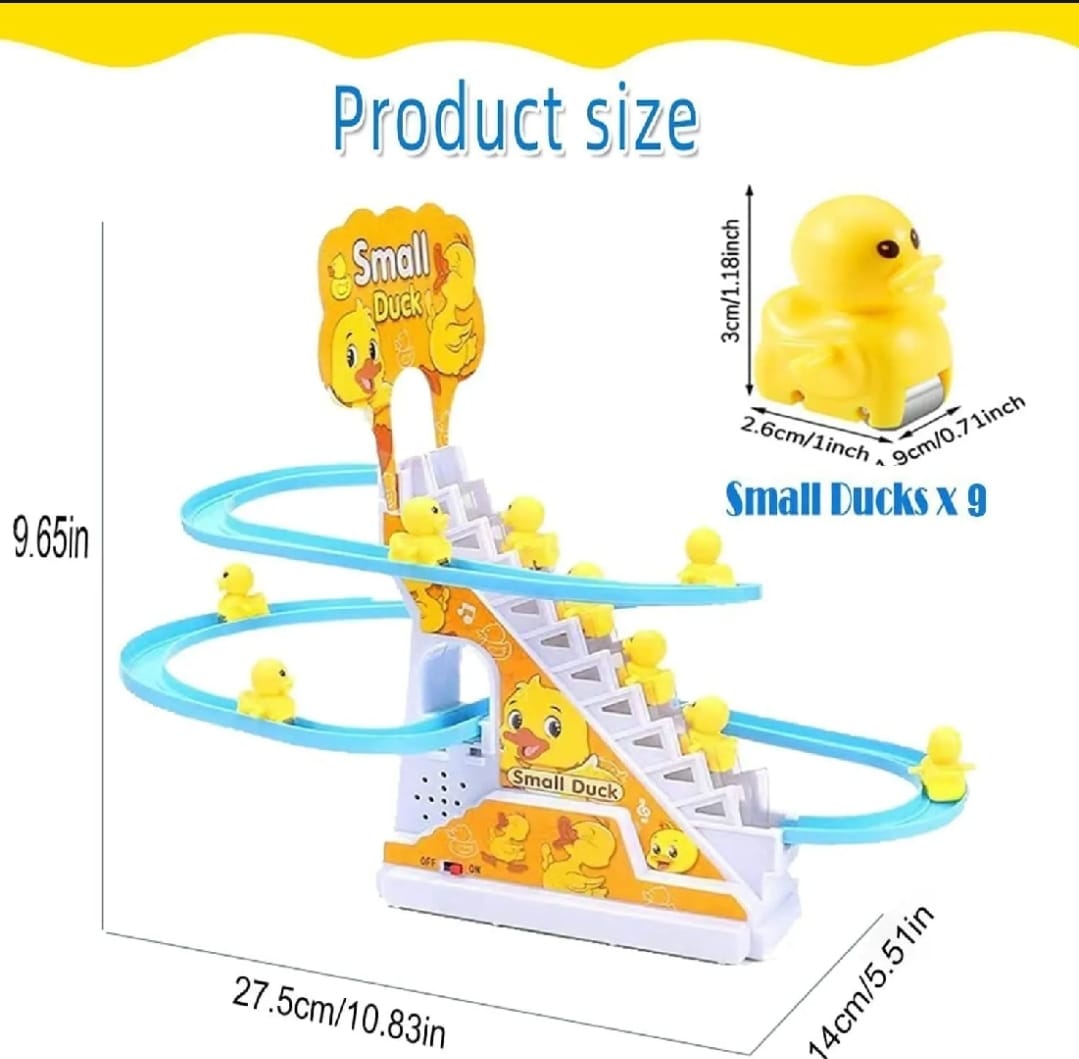 Duck Slide Toy Set, Funny Automatic Stair-Climbing Ducklings Cartoon Race Track Set Little Lovely Duck Slide Toy Escalator Toy with Lights and Music (3 sliding ducks) - Image 5