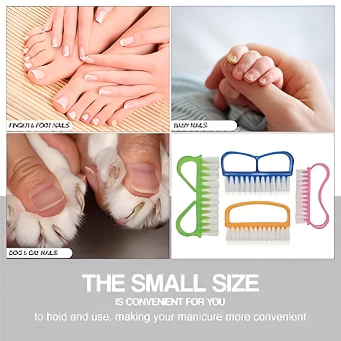 Pack Of 3 Nail Brush Set with Handle ? Soft & Durable Bristles for Cleaning Hands, Feet, Nails & Cuticles, Removes Dirt, Grime & Grease, Assorted Colors (Random Color) - Image 2