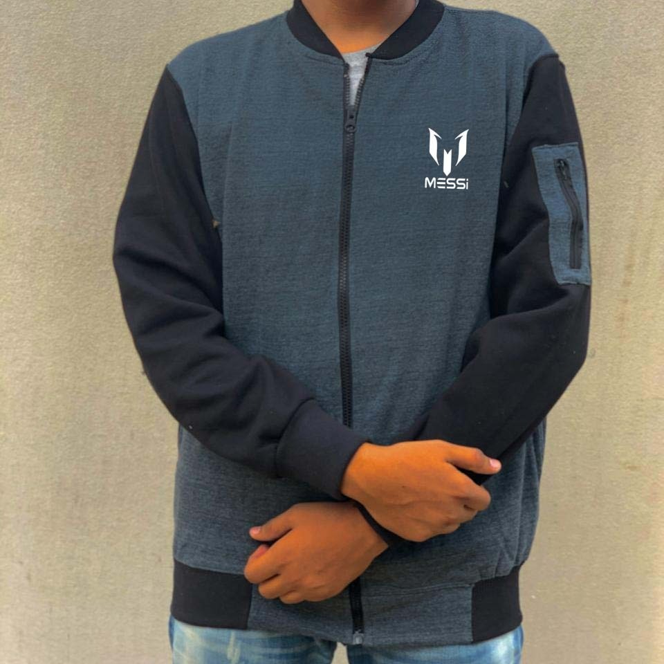 New Winter Collection Charcoal Grey Messi Printed Zipper Jacket for Men & Boys ? Premium French Fleece, Smart Fit, Stylish & Comfortable Winter Wear - Image 4