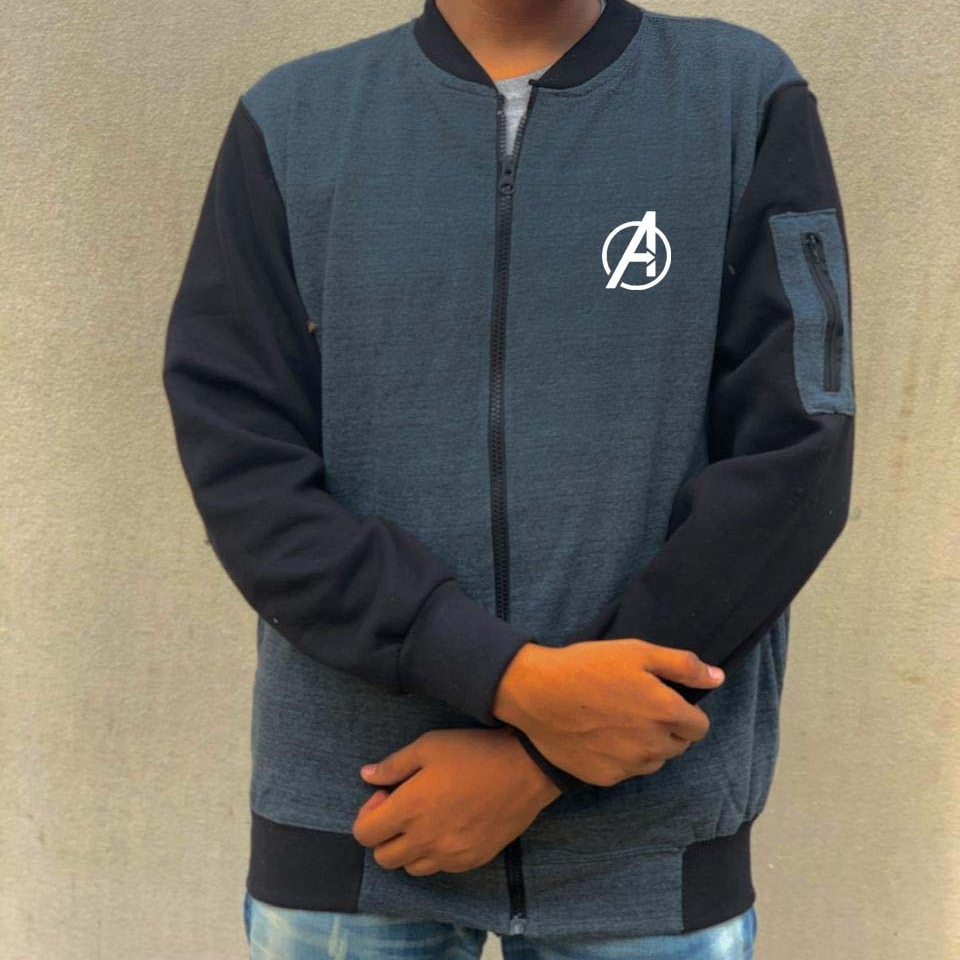 New Winter Collection Charcoal Grey Avenger Printed Zipper Jacket for Men & Boys ? Premium French Fleece, Stylish, Comfortable & Durable Winter Wear - Image 2