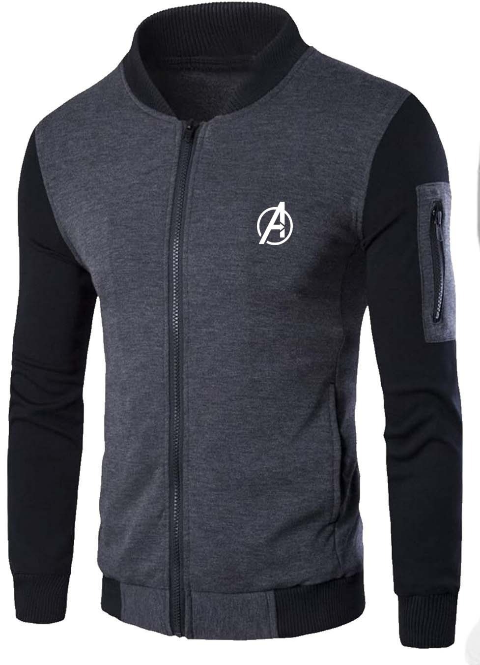 New Winter Collection Charcoal Grey Avenger Printed Zipper Jacket for Men & Boys ? Premium French Fleece, Stylish, Comfortable & Durable Winter Wear - Image 3