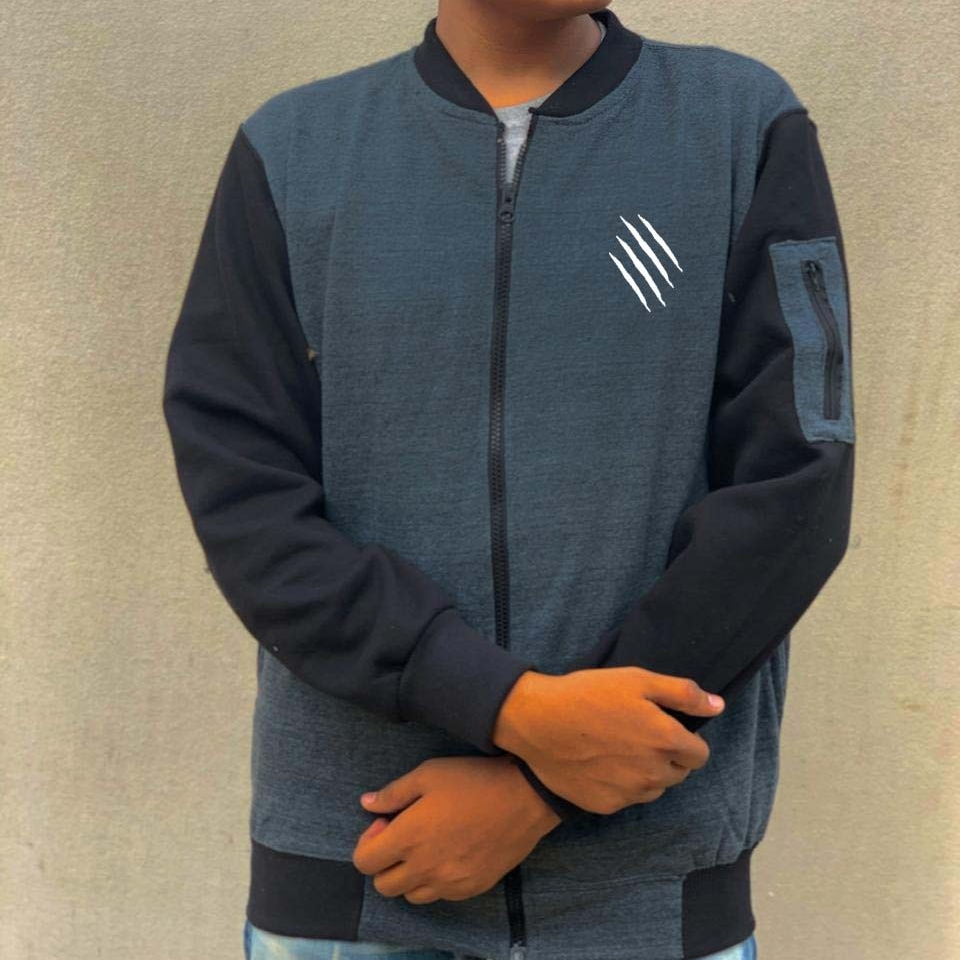 New Winter Collection Charcoal Grey Printed Zipper Jacket for Men & Boys ? Premium French Fleece, Smart Fit, Stylish & Comfortable Winter Wear - Image 3