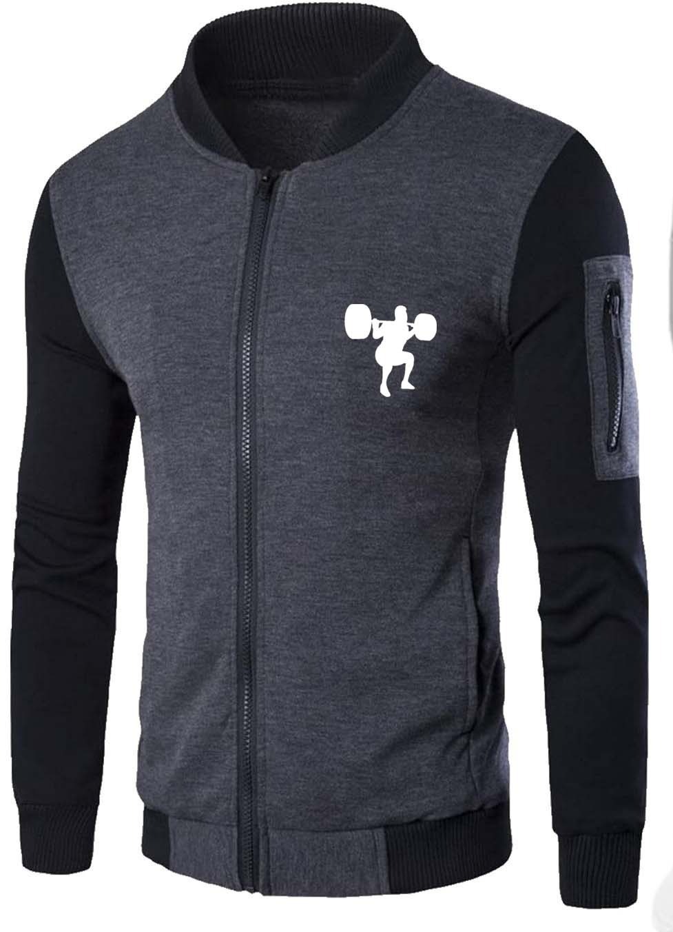 New Winter Collection Charcoal Grey Gym Printed Zipper Jacket for Men & Boys ? French Fleece, Premium Quality, Stylish & Comfortable Winter Wear - Image 4