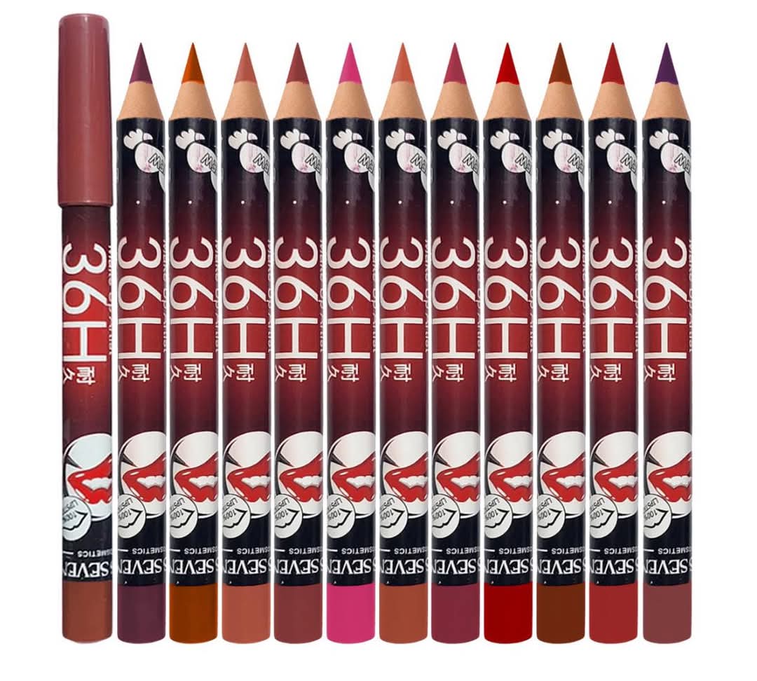 36H Jumbo Lip Liner Pencil Pack ? Long-Lasting Nude, Red & Pink Shades for Smooth Lip Definition