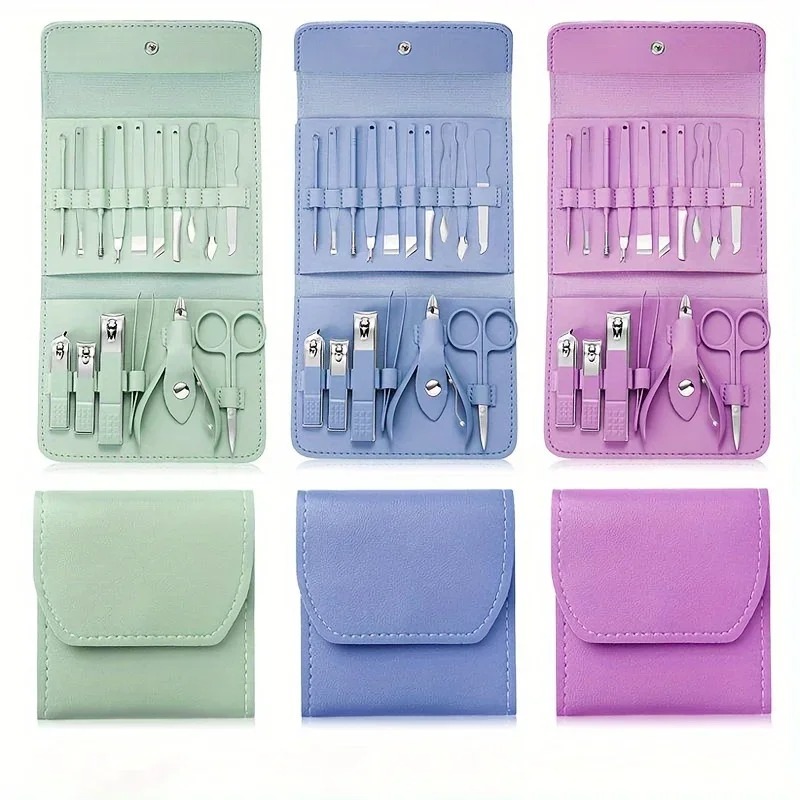 16pcs Professional Manicure & Pedicure Set ? Nail Clippers, Cuticle Nippers & Grooming Tools with Travel Case (Random color) - Image 3