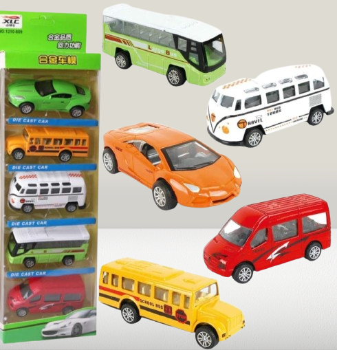 5-Piece Die Cast Metal Car and Bus Set ? 1:64 Scale City Vehicle Collection for Kids ? Pull Back & Release ? Durable Metal & Plastic Construction ? Educational Toy for Ages 3+ - Image 4