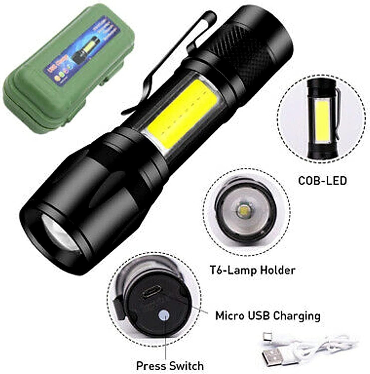 Portable LED Flashlight ? Mini Rechargeable Torch with Side Light & Waterproof Body - Image 2