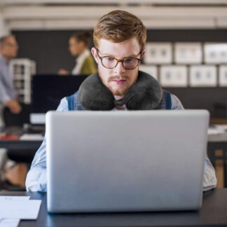 H HOMEWINS 100% Pure Memory Foam Travel Pillow ? Soft Neck & Head Support Cushion for Airplane, Car, Home & Office (Black)