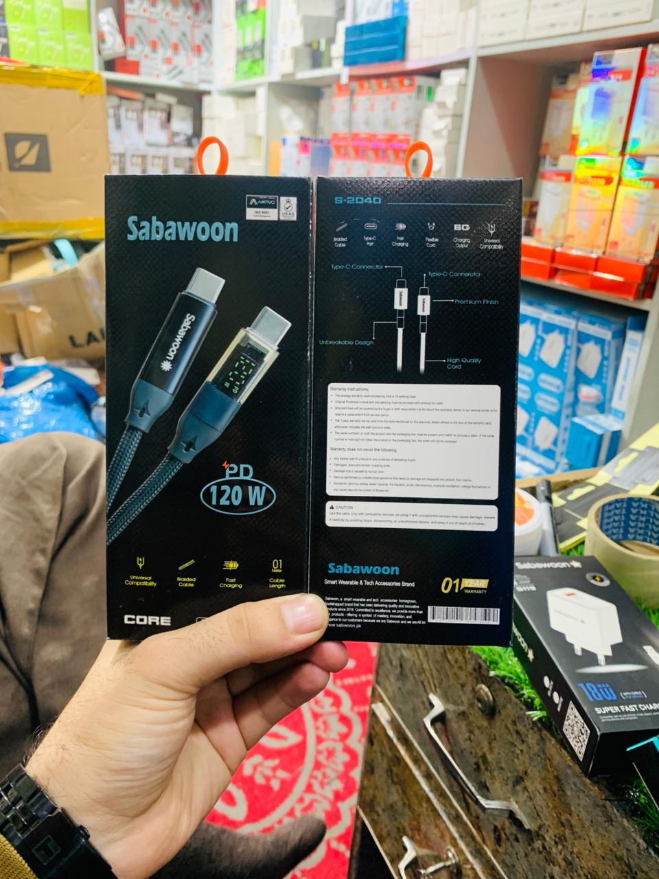 Sabawoon S116 Type?C to Type?C Cable | 120W | Digital Display | 100% Original - Image 5