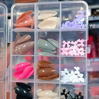 96 Pcs Artificial Nails With Beads ? Multicolor Nail Art Decoration Set Made From Premium ABS Plastic, Perfect For Stylish DIY Manicure Designs