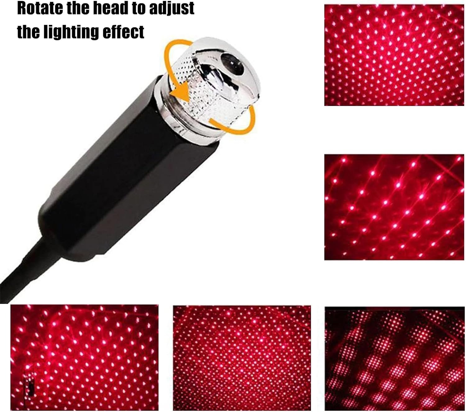 LED Galaxy Star Light ? USB Powered Rotating Starry Sky Laser Night Light For Bedroom Car Roof And Ceiling Decoration ? Red Color - Image 5