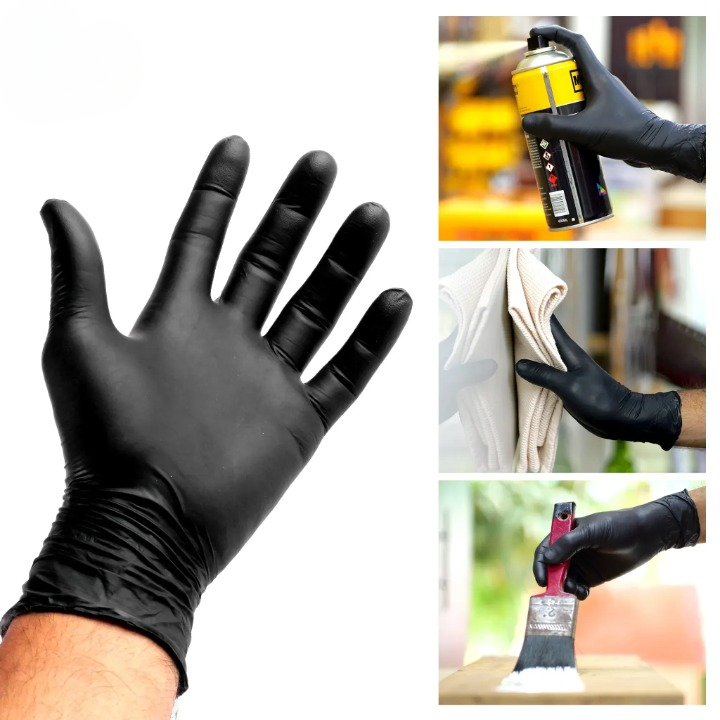 Safety Fine Black Nitrile Gloves ? Powder-Free, Disposable ? Box of 100 - Image 4