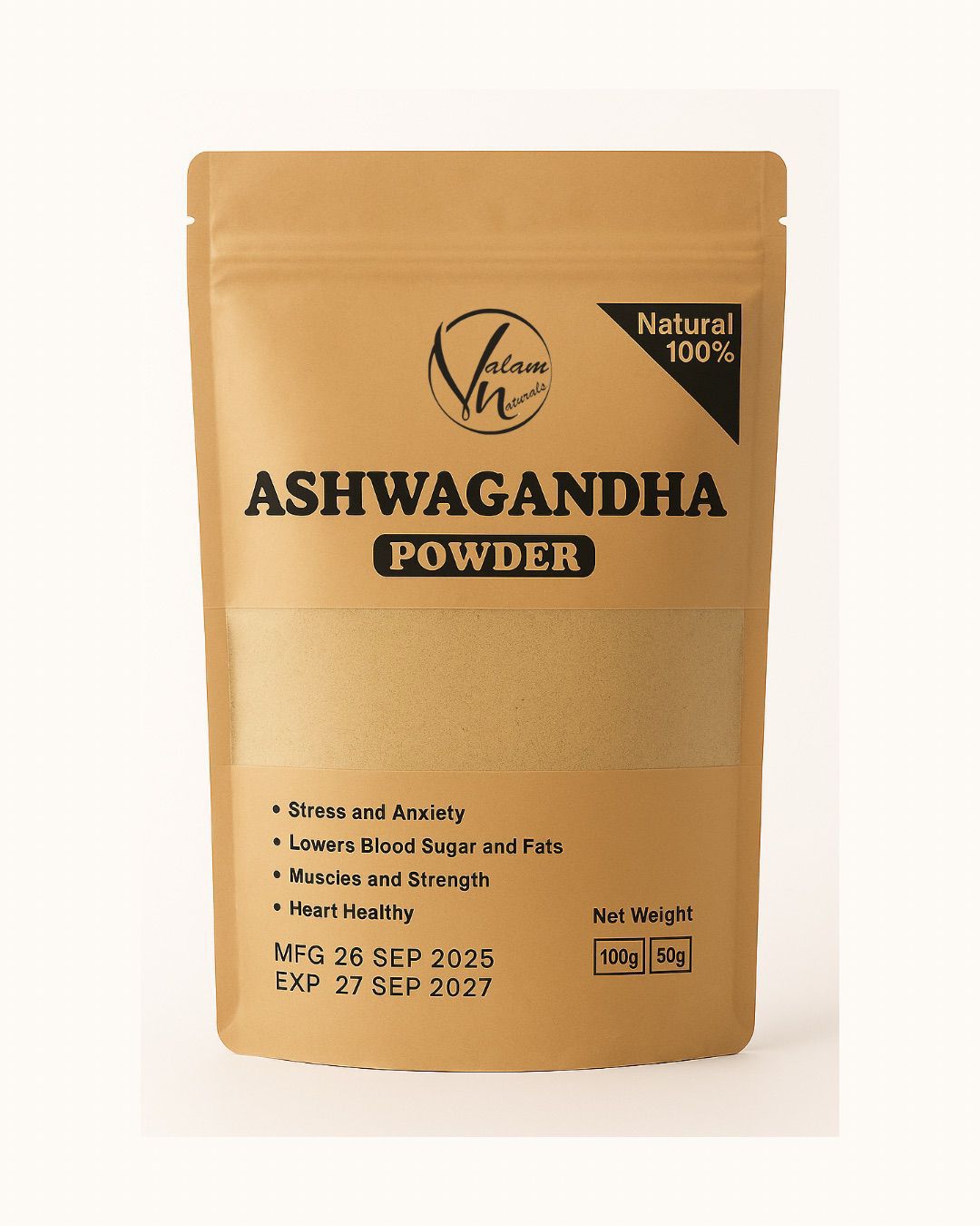 Ashwagandha Powder Pure And Natural | Herbal Supplement For Stress Relief, Energy, Immunity Boost, And Overall Wellness