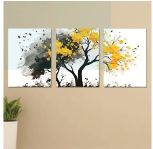 Set of 3 Flower Wall Art Wooden Canvas Frames (8?11 Inches) ? Elegant Floral Home Wall D?cor
