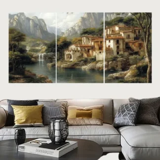 Set of 3 Landscape Wall Art Frames ? 8x11" MDF Wood with Adhesive Backing