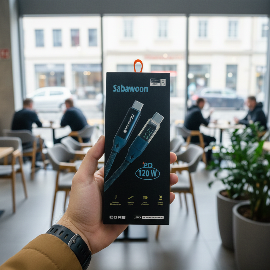 Sabawoon S116 Type?C to Type?C Cable | 120W | Digital Display | 100% Original