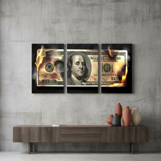 Dollar Wooden Sticky Wall Art ? 3 Piece Modern Decorative Frame Set, 8x11 inch Each, Wooden Sticky Frame with Easy Wall Mount Sticky Tape