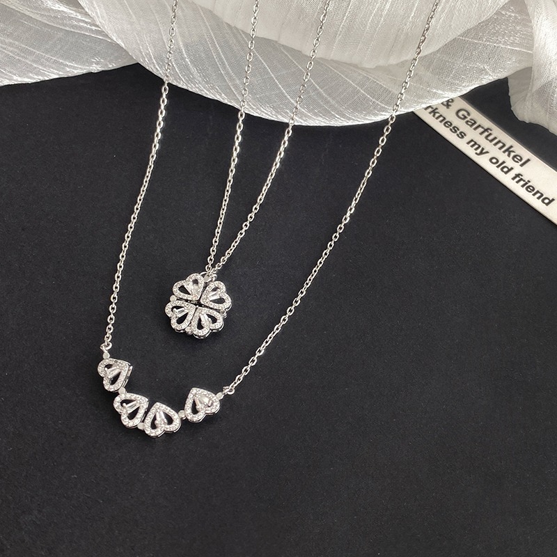 ZGE-923 Korean Magnetic 4 Leaf Clover Pendant Necklace ? Elegant 2 Ways Wearable Jewellery for Women - Image 3