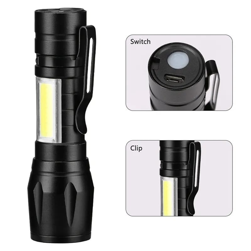 Portable LED Flashlight ? Mini Rechargeable Torch with Side Light & Waterproof Body - Image 3