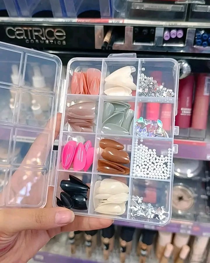 96 Pcs Artificial Nails With Beads ? Multicolor Nail Art Decoration Set Made From Premium ABS Plastic, Perfect For Stylish DIY Manicure Designs - Image 2