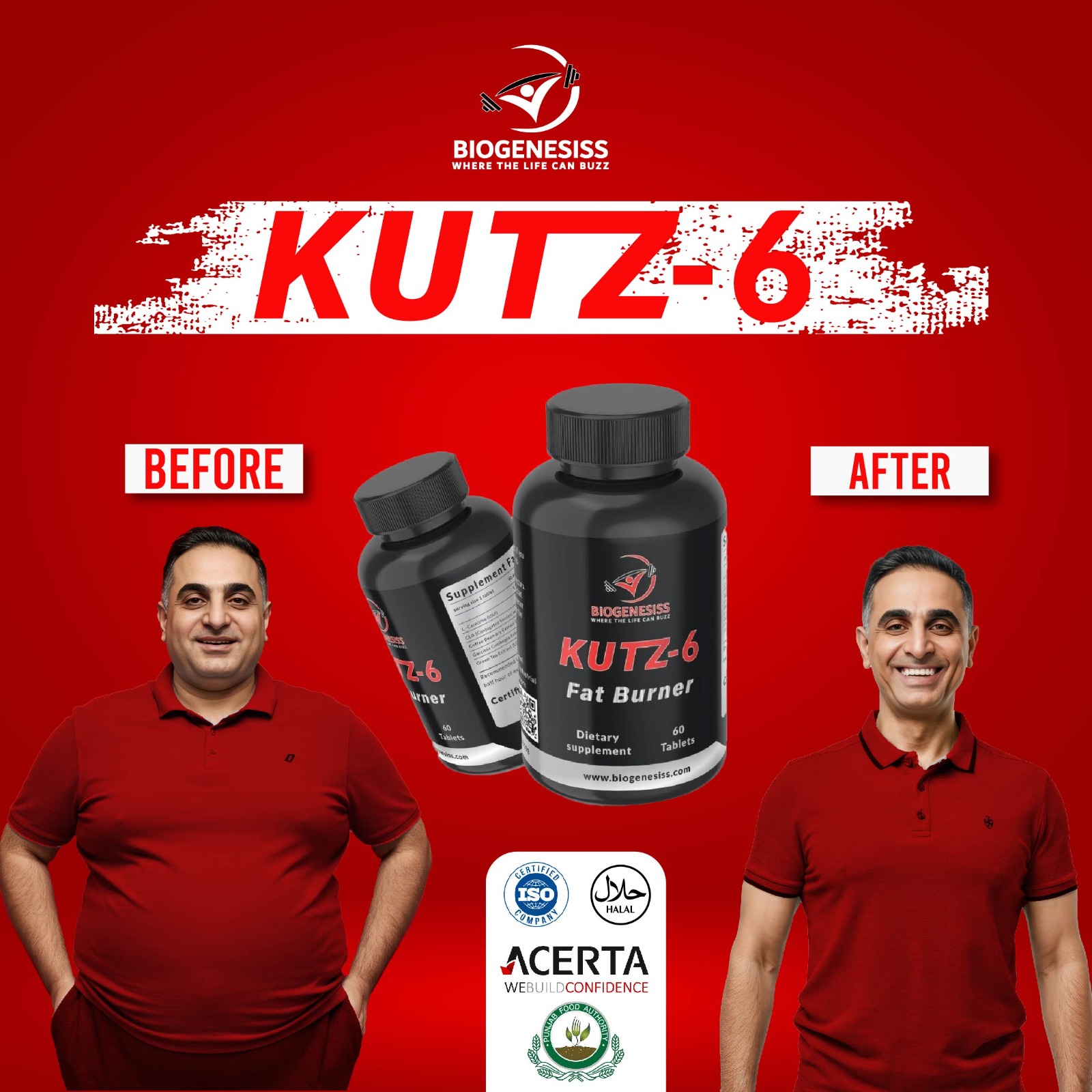 BIOGENESISS KUTZ-6 Extreme Thermogenic Fat Burner ? Advanced Metabolic Support & Energy Booster for Weight Management (60 Dietary Tablets) - Image 3