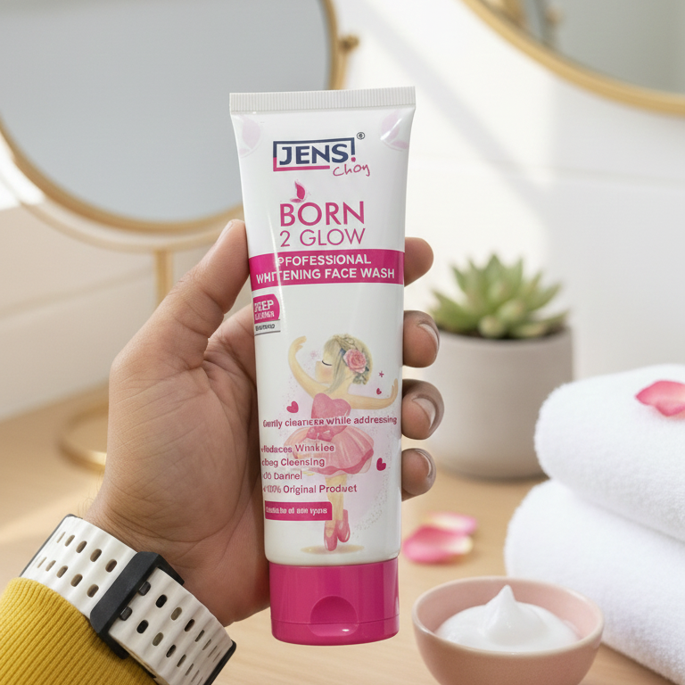 Jens Choy Born 2 Glow Professional Whitening Face Wash Premium Quality Gentle Formula For Daily Skin Care And Bright Appearance - 100g - Image 3