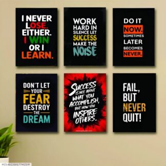 Set Of 6 Motivational Wooden Canvas Frames For Wall Decore 8x11 inches size / Sticky Phototiles Frames