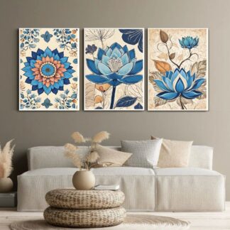 3pcs Flowers Stickytiles Frames Providing Stylish Floral Design Attractive Look  Modern Appearance And Home Decoration