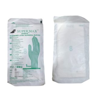 Super Max Powdered Latex Sterliz Gloves 1 pair Examination Gloves