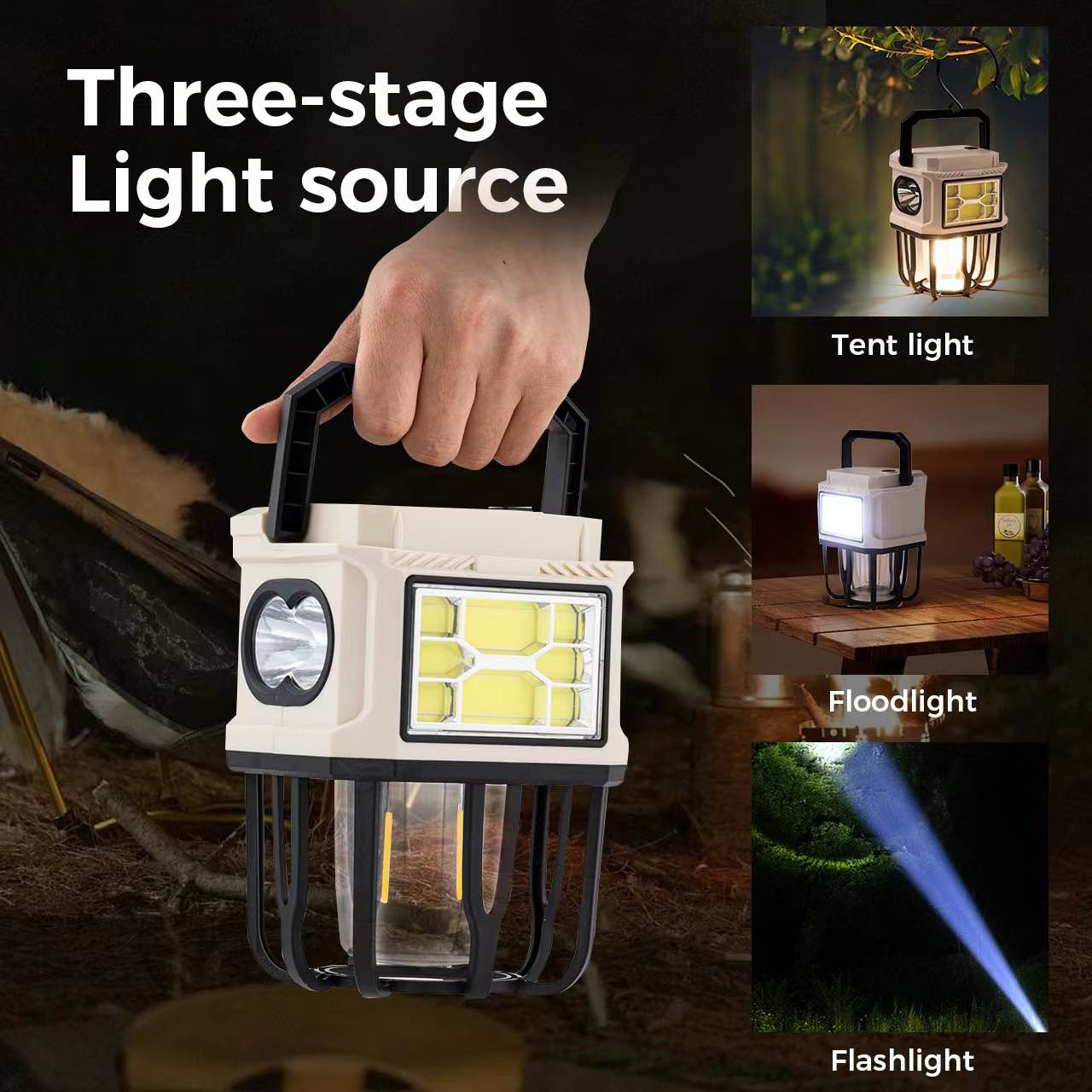 Solar Powered Hanging Camping Light ? Dual Charging LED Lantern with USB Port & Hook Design