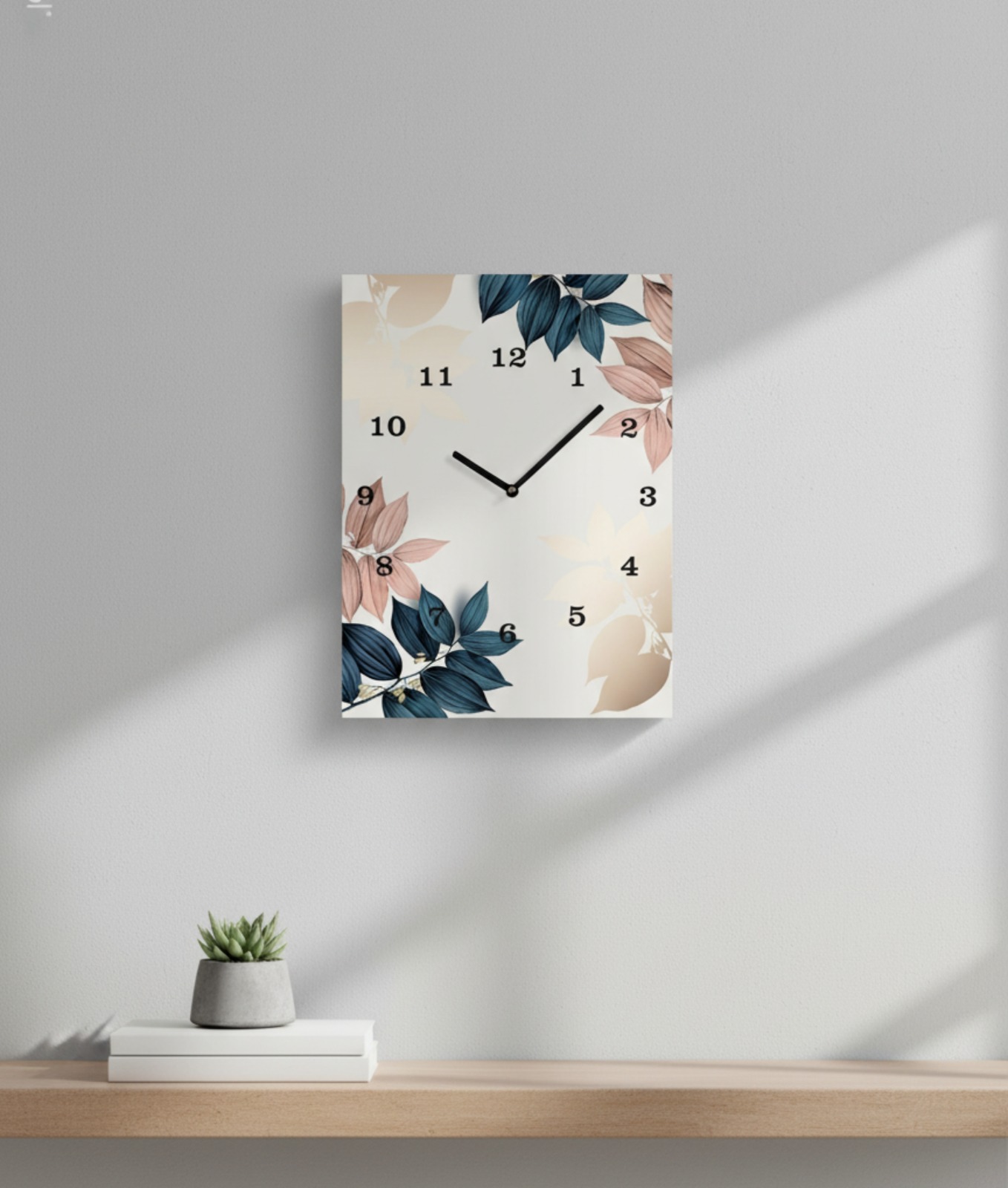 Floral Printed Wooden Wall Clock ? 12x16 Inch Decorative (Without Battery) - Image 2