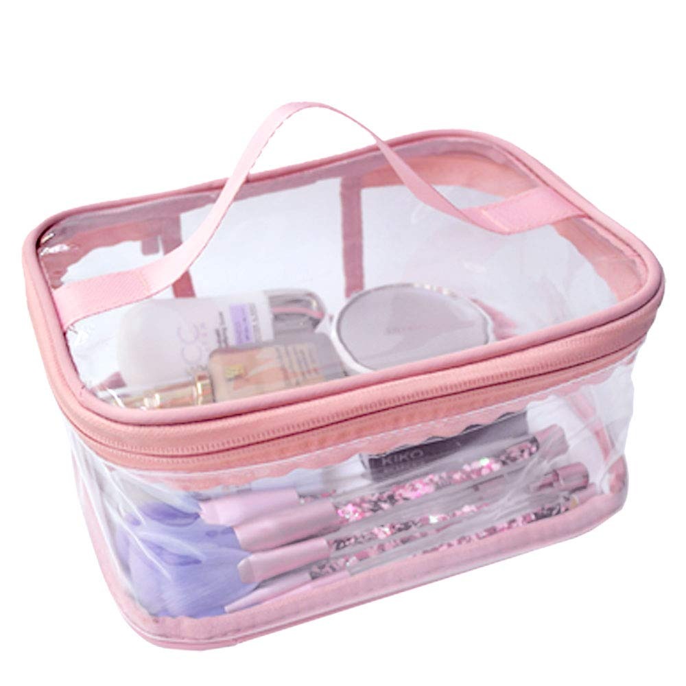 Cosmetic Organizer Makeup Brush Bag Cosmetics Transparent Multifunction Large Waterproof Portable Travel Makeup Cosmetic Bags (Pink Color) - Image 2