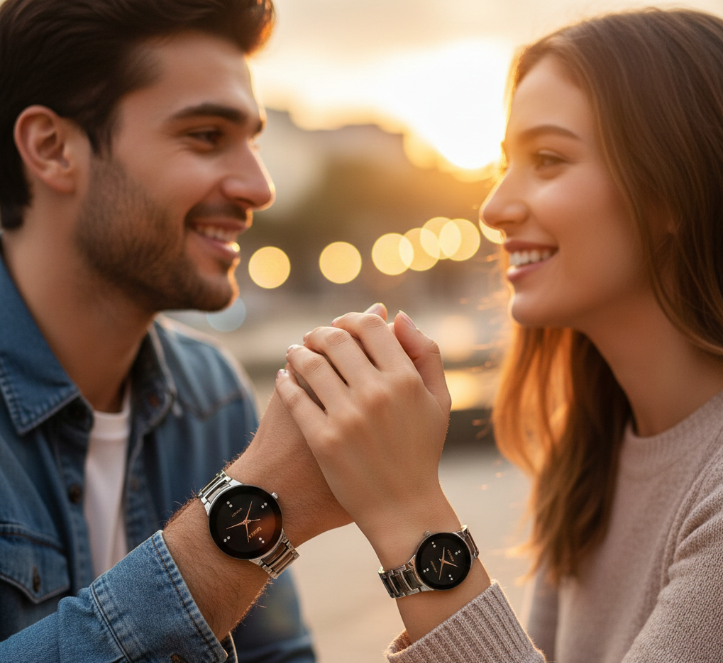 POSITIF Couple Watch ? Elegant Matching His & Her Timepieces | Stylish Pair Gift For Lovers, Anniversary & Special Occasions (random colour) - Image 2