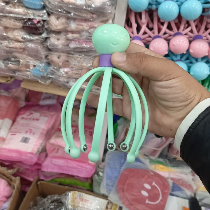 Octopus Shape Manual Head Scalp Massager With 8 Roller Balls Provides Headache Relief Stress Relaxation Hair Stimulation (Random Color) - Image 4