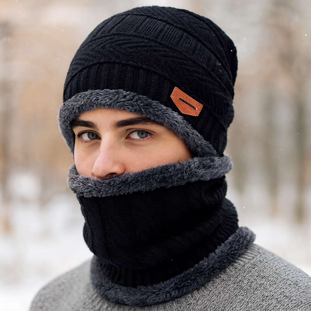 Head & Neck Cap Beanies Combo | Woolen Winter Beanie with Neck Warmer Muffler for Men & Women ? Warm, Cozy & Stylish - Image 3