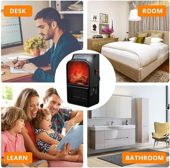 Flame Heater 1000W ? Portable Electric Plug-in Room Heater with Flame Effect & Remote Control - Image 2