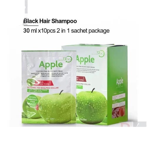 Apple Ammonia-Free Black Hair Shampoo (30ml x 10 Sachets)