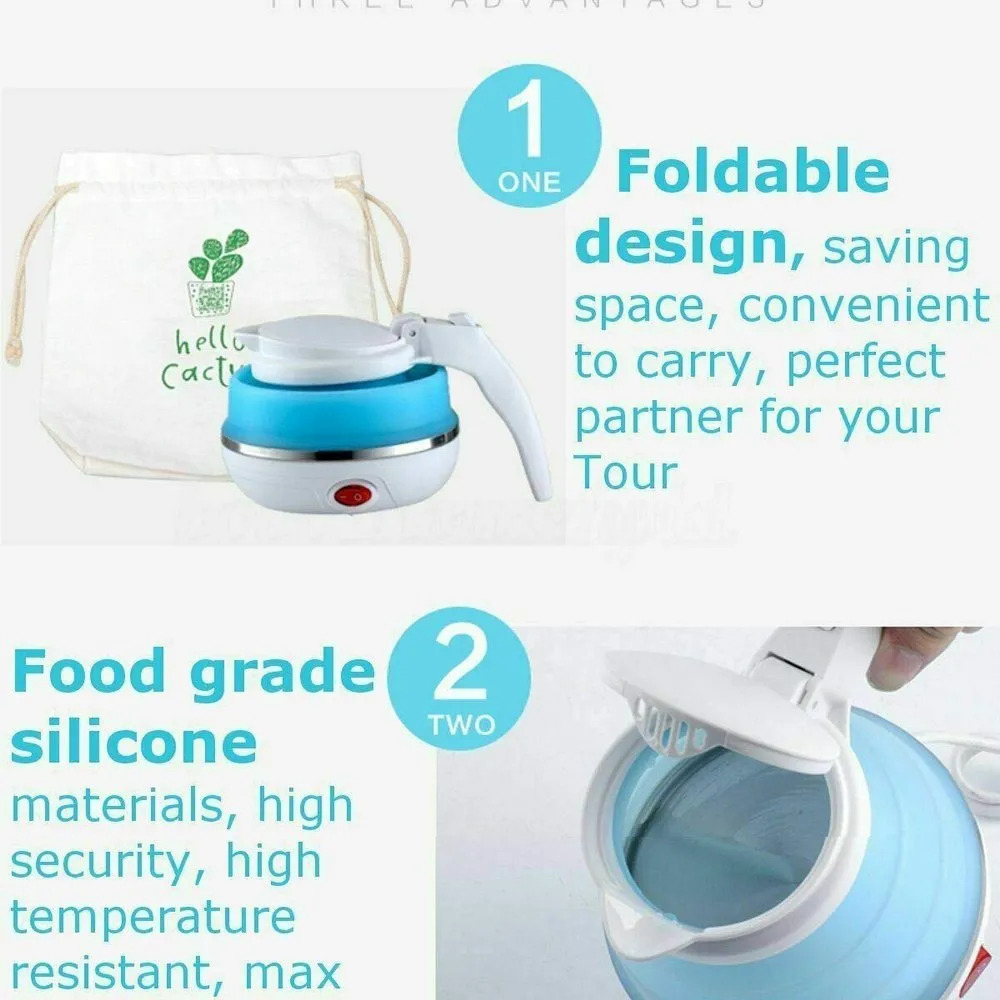 Fast Water Boiling 600 Ml Portable Kettle Travel Kettle Foods Boils Quickly Silicone Small Collapsible Foldable Electric Sports Bottle (Random Color) - Image 4