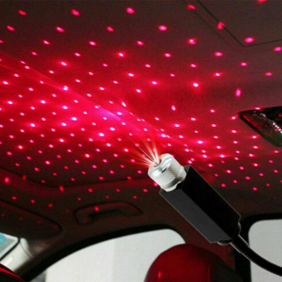 LED Galaxy Star Light ? USB Powered Rotating Starry Sky Laser Night Light For Bedroom Car Roof And Ceiling Decoration ? Red Color