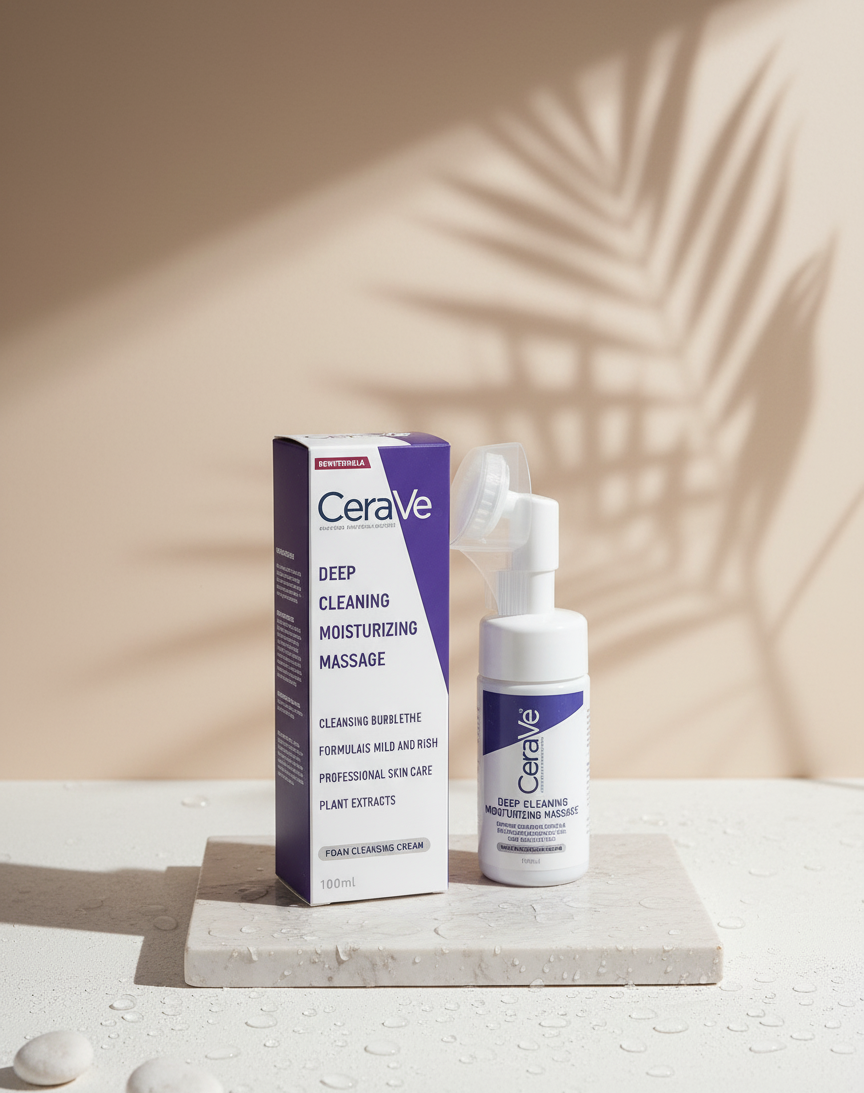 CeraVe Deep Cleaning Moisturizing Massage Foam Cleansing Cream ? Mild Hydrating Cleanser for Radiant, Fresh & Comfortably Soft Skin - Image 2