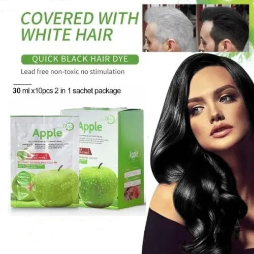 Apple Ammonia-Free Black Hair Shampoo (30ml x 10 Sachets) - Image 3