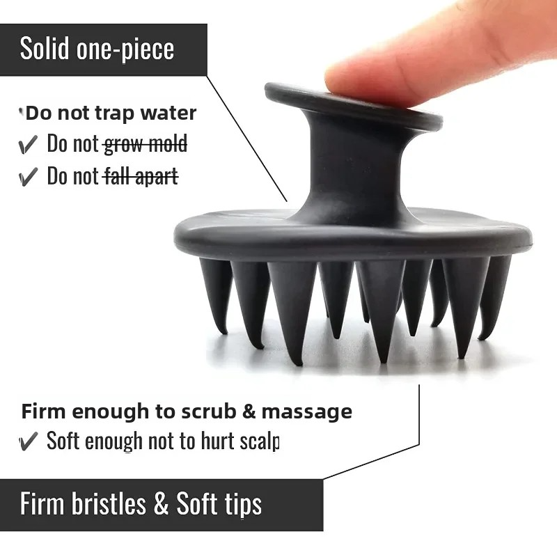 Head Cleansing & Scalp Massage Brush ? Soft Bristles for Wet & Dry Use (Black color) - Image 2