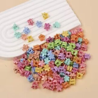 100 PCS Mini Flower Hair Claw Clips For Kids Assorted Colors Cute Plastic Hair Accessories Gentle Grip Non Slip Comfortable